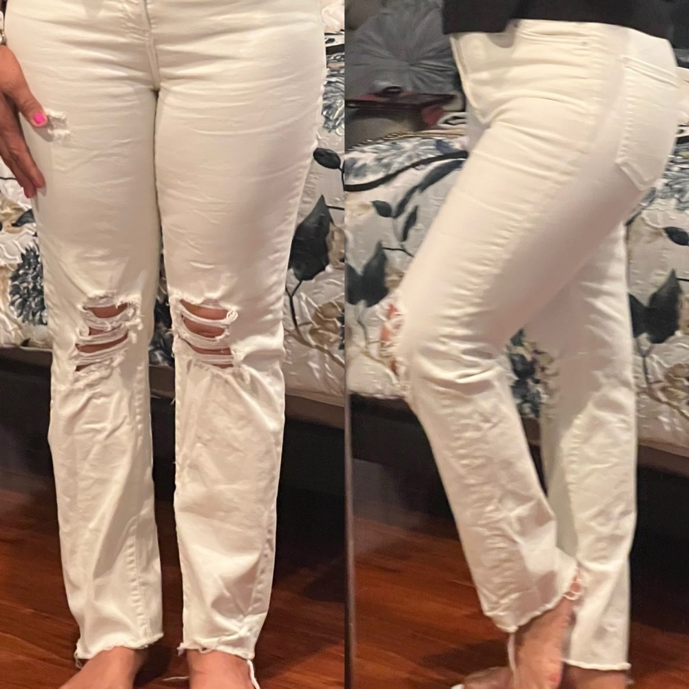 Express White Straight Leg Jeans